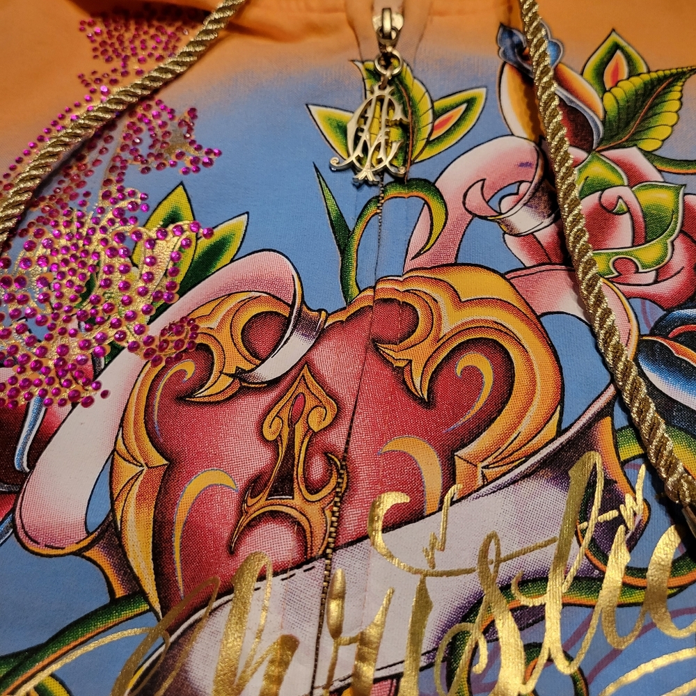 Christian Audigier Vintage Lined Hoodie - Never Worn, Without Tags, Perfect Cond - Picture 1 of 8